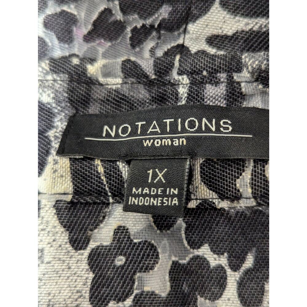 NWOT! NOTATIONS WOMAN! LINEN+! BLACK,TAN SHEER NET JEAN JACKET STYLE TOO! SZ 1X - Picture 7 of 10